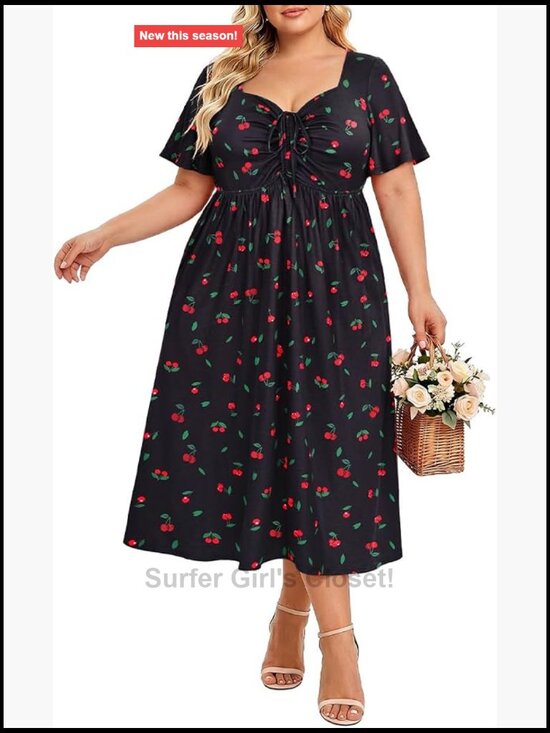 Dresses & Skirts - Plus Size Maxi Dress Sweetheart Neck Summer Boho Short Sleeve A-Line Empire